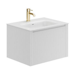 Plum&clay Zion Fluted White Wall Hung Drawer Vanity Unit & Basin Set (W)600mm - thumbnail 3