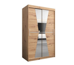 Arte Morocco Contemporary 2 Mirrored Sliding Door Wardrobe 5 Shelves 2 Rails Oak Artisan Effect (H)2000mm (W)1200mm (D)620mm - thumbnail 1