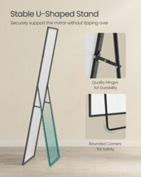 LEDREM Full Length Mirror, Rectangle Full Body Floor Mirror With Stand, Aluminium Alloy Frame, Tempered Glass, Matte Black - thumbnail 5