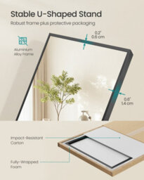 LEDREM Full Length Mirror, Rectangle Full Body Floor Mirror With Stand, Aluminium Alloy Frame, Tempered Glass, Matte Black - thumbnail 7