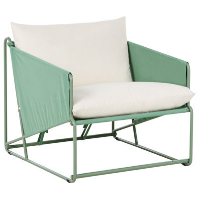 Beliani Garden Chair With Cushion Ponte Metal Green - image 1