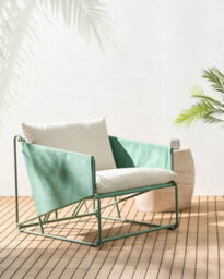 Beliani Garden Chair With Cushion Ponte Metal Green - thumbnail 2