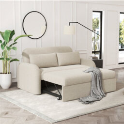 Noma 2-Seater Boucle Sofa Bed - Modern Pull-Out Bed With Cushions For Living Room / Guest Room - Bed: 149Cm (W) 190Cm (L) - Beige - thumbnail 3