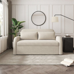 Noma 2-Seater Boucle Sofa Bed - Modern Pull-Out Bed With Cushions For Living Room / Guest Room - Bed: 149Cm (W) 190Cm (L) - Beige - thumbnail 2