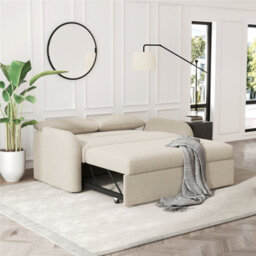Noma 2-Seater Boucle Sofa Bed - Modern Pull-Out Bed With Cushions For Living Room / Guest Room - Bed: 149Cm (W) 190Cm (L) - Beige - thumbnail 4