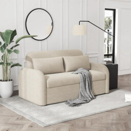 Noma 2-Seater Boucle Sofa Bed - Modern Pull-Out Bed With Cushions For Living Room / Guest Room - Bed: 149Cm (W) 190Cm (L) - Beige - thumbnail 1