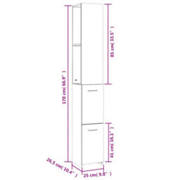 Vidaxl Bathroom Cabinet Concrete Grey 25X26.5X170 Cm Engineered Wood - thumbnail 8