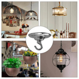 Ceiling Rose With Hook Round Metal Pendant Light Fitting 75mm Chrome Canopy Cover Plate For Chandeliers And Hanging Lamps - thumbnail 3