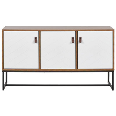 Wyld And Coco Novahome Sideboard 3 Doors 62 X 112 Cm - White And Light Wood Matt Finish - image 1