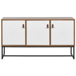 Wyld And Coco Novahome Sideboard 3 Doors 62 X 112 Cm - White And Light Wood Matt Finish - thumbnail 1