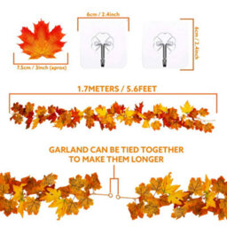 Pelle & Sol Pelle And Sol Artificial Maple Leaves Autumn Garland - (2-Pack) - Plant Autumn Decor - For Indoor Outdoor Christmas Decorations - thumbnail 3