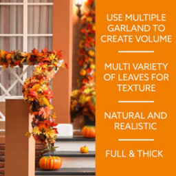 Pelle & Sol Pelle And Sol Artificial Maple Leaves Autumn Garland - (2-Pack) - Plant Autumn Decor - For Indoor Outdoor Christmas Decorations - thumbnail 4