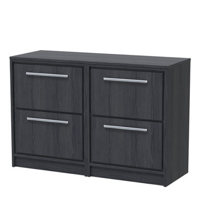 Hudson Reed Lille Floor Standing 4 Drawer Countertop Vanity Unit & Worktop, Graphite Woodgrain, 1205 X 460 mm - image 1