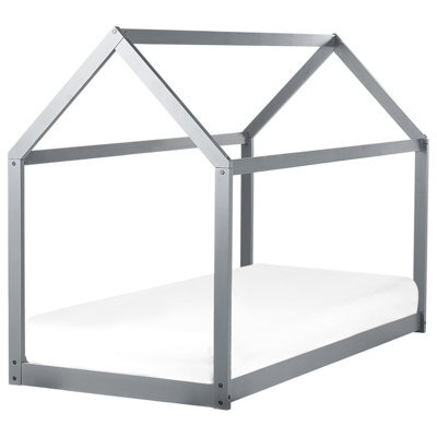 Beliani Kids Bed House Pine Wood Tosse 90 X 200 Cm (Eu Single) Grey - image 1