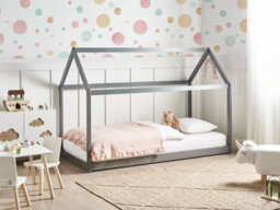 Beliani Kids Bed House Pine Wood Tosse 90 X 200 Cm (Eu Single) Grey - thumbnail 2