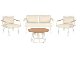 Wyld And Coco Luxegarden 4-Seater Garden Sofa Set Beige Cushioned Steel Frame, Includes Coffee Table And Removable Covers - thumbnail 3