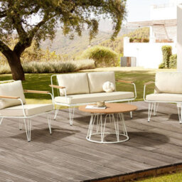 Wyld And Coco Luxegarden 4-Seater Garden Sofa Set Beige Cushioned Steel Frame, Includes Coffee Table And Removable Covers - thumbnail 2
