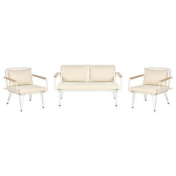 Wyld And Coco Luxegarden 4-Seater Garden Sofa Set Beige Cushioned Steel Frame, Includes Coffee Table And Removable Covers - thumbnail 1