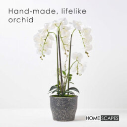 Homescapes Artificial White Handcrafted Extra Large Orchid Phalaenopsis In Ceramic Pot, 4 Stems, 82 Cm - thumbnail 2