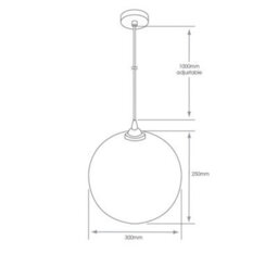 Bubly Bathrooms Nile Ip44 E27 Smoky Black Glass Pendant Ceiling Light - Adjustable Drop For Modern Bathrooms & Interiors - thumbnail 2