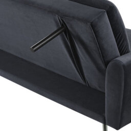 Wyld And Coco 3-Seater Velvet Sofa Bed Black With Gold Legs - Click-Clack Mechanism, Compact W210 X D84 X H88Cm - thumbnail 9