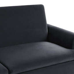 Wyld And Coco 3-Seater Velvet Sofa Bed Black With Gold Legs - Click-Clack Mechanism, Compact W210 X D84 X H88Cm - thumbnail 8