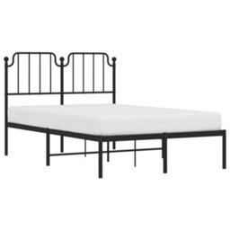 Berkfield Metal Bed Frame Without Mattress With Headboard Black 120X190Cm - thumbnail 3