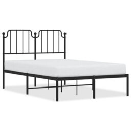 Berkfield Metal Bed Frame Without Mattress With Headboard Black 120X190Cm - thumbnail 2