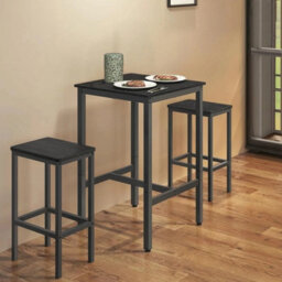Vasagle Breakfast Bar, Square Tall Bar Table, Heavy-Duty Steel Frame, 60 X 60 X 92 Cm,ebony Black And Black