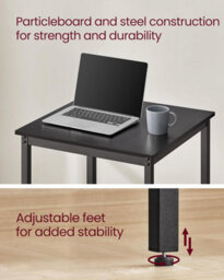 LEDREM Breakfast Bar, Square Tall Bar Table, Heavy-Duty Steel Frame, 60 X 60 X 92 Cm,ebony Black And Black - thumbnail 5