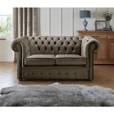 Chesterfield 2 Seater Fabric Malta Putty 09 Sofa - image 1