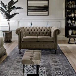 Chesterfield 2 Seater Fabric Malta Putty 09 Sofa - thumbnail 3
