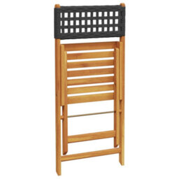 Berkfield Folding Garden Chairs 8 Pcs Black Poly Rattan And Solid Wood - thumbnail 7
