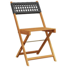 Berkfield Folding Garden Chairs 8 Pcs Black Poly Rattan And Solid Wood - thumbnail 3
