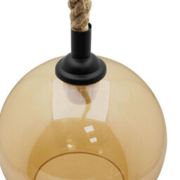 Long Life Lamps Company Vintage Industrial Amber Smoked Rope Glass Globe Ceiling Pendant Lamp H3007 - thumbnail 5