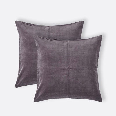 Homescapes Set Of 2 Dark Grey Velvet Cushion Covers, 40 X 40 Cm - image 1