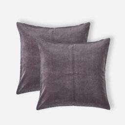 Homescapes Set Of 2 Dark Grey Velvet Cushion Covers, 40 X 40 Cm