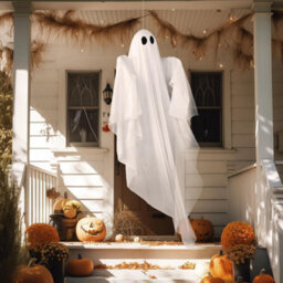"Halloween Hanging Ghost With Warm White Led Light, 47"" White Ghosts Decoration" - thumbnail 6