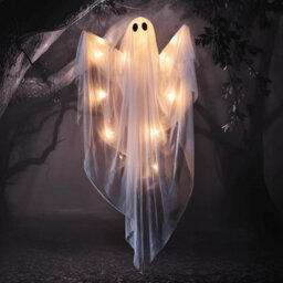 "Halloween Hanging Ghost With Warm White Led Light, 47"" White Ghosts Decoration" - thumbnail 7