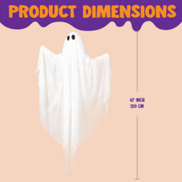 "Halloween Hanging Ghost With Warm White Led Light, 47"" White Ghosts Decoration" - thumbnail 5