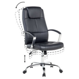 Wyld and Coco Adjustable Faux Leather Office Chair - Black, Tilt And 360 Swivel, Ergonomic Support - thumbnail 7