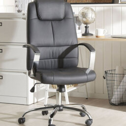 Wyld and Coco Adjustable Faux Leather Office Chair - Black, Tilt And 360 Swivel, Ergonomic Support - thumbnail 2