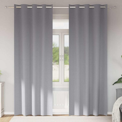 Walplus Curtains With Curtains 2 Pcs Light Grey Polyester - image 1