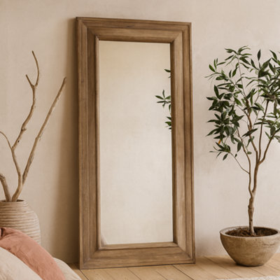 Wyld Haus Rustic Wood-Framed Rectangular Mirror 2000 X 1000 mm Distressed Brown - image 1