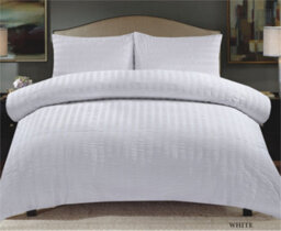 TheWhiteWater Limited Duvet Cover Set Seersucker Single/double/king/super King Bedding Set - Duvet Cover + Matching Pillowcase - White - thumbnail 3