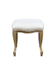 Aspect Furniture French Style Jade Dressing Table Stool , White Washed Wood,beige Cushion - thumbnail 4