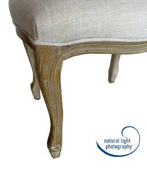Aspect Furniture French Style Jade Dressing Table Stool , White Washed Wood,beige Cushion - thumbnail 7