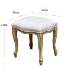 Aspect Furniture French Style Jade Dressing Table Stool , White Washed Wood,beige Cushion - thumbnail 5