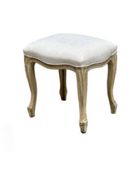 Aspect Furniture French Style Jade Dressing Table Stool , White Washed Wood,beige Cushion - thumbnail 3