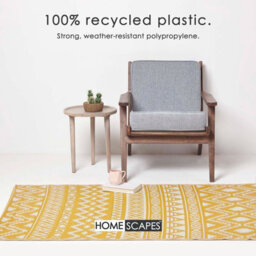 Homescapes Luxury Outdoor Rug Waterproof Reversible For Garden, 150 X 240 Cm, Yellow & White, 100% Recycled, Anna Aztec - thumbnail 3